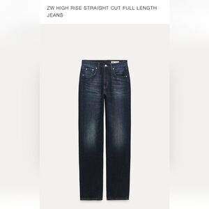 Zara high waist straight leg jeans full length dark wash